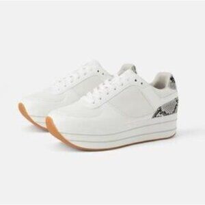 Zara White and Gray Women's Platform Sneakers Size 8.5